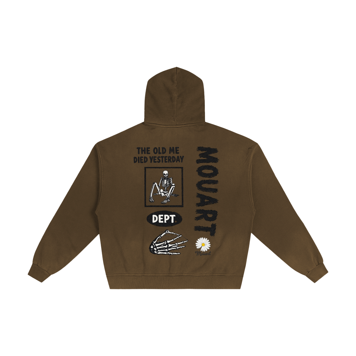 The Old Me Died Yesterday Hand-Frayed Zip Hoodie