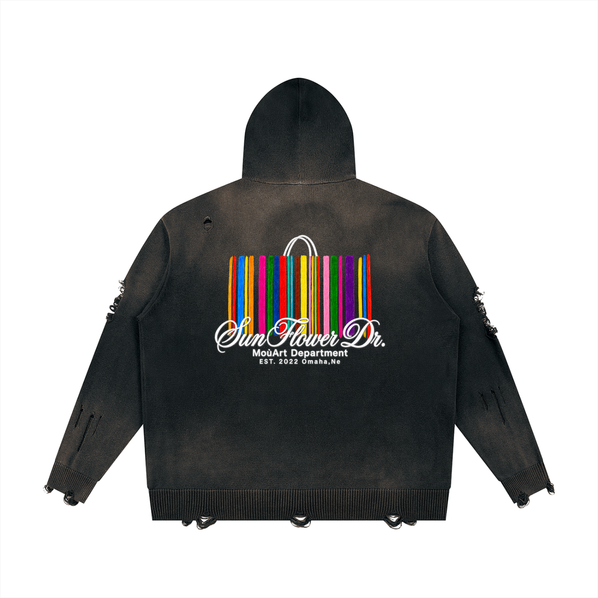 Color Palette Bag Distressed Zip Up
