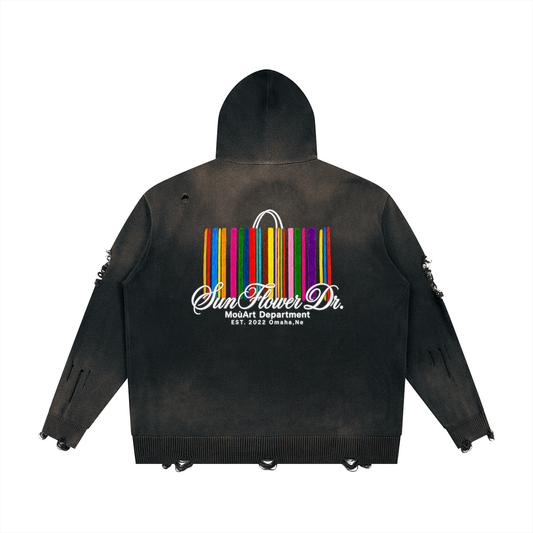 Color Palette Bag Distressed Zip Up