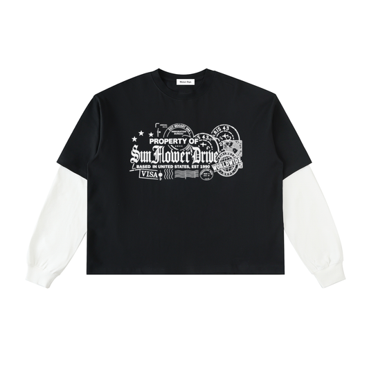 Make America Love Again Layered Sleeve Cotton T-Shirt