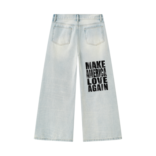 Make America Love Again Vintage Wide Leg Denim Jeans