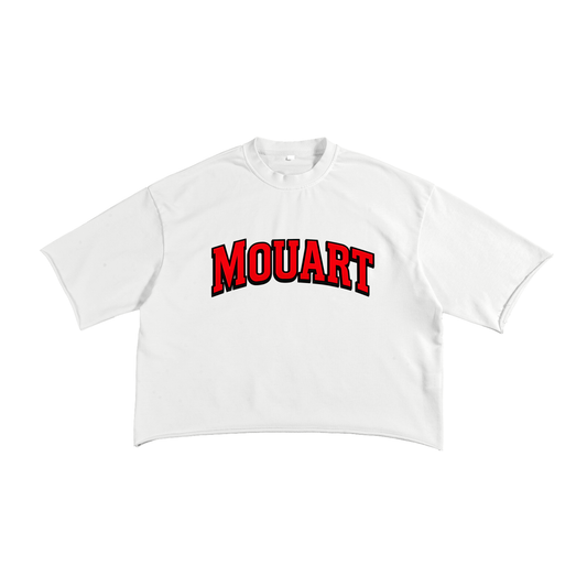 Typography French Terry Raw Edge T-Shirt
