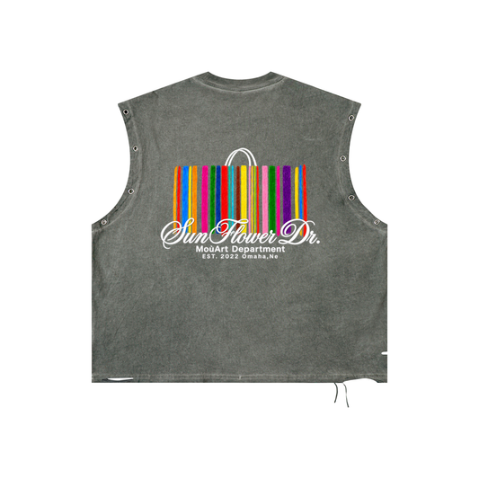 Color Palette Bags Distressed Grommet Eyelet Tank