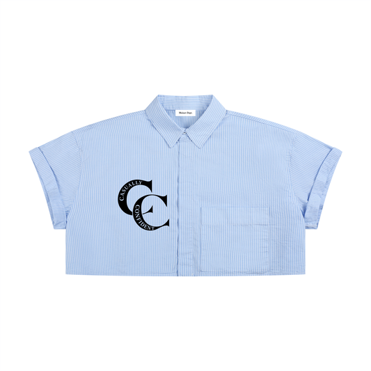 Casually Confident Women’s Striped Boxy Cropped Shirt