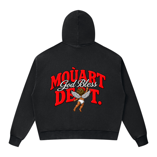 God bless Mineral Wash Boxy Full Zip Hoodie