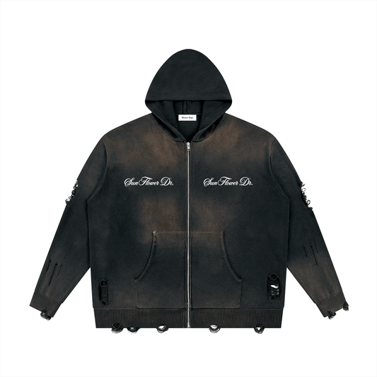 Color Palette Bag Distressed Zip Up
