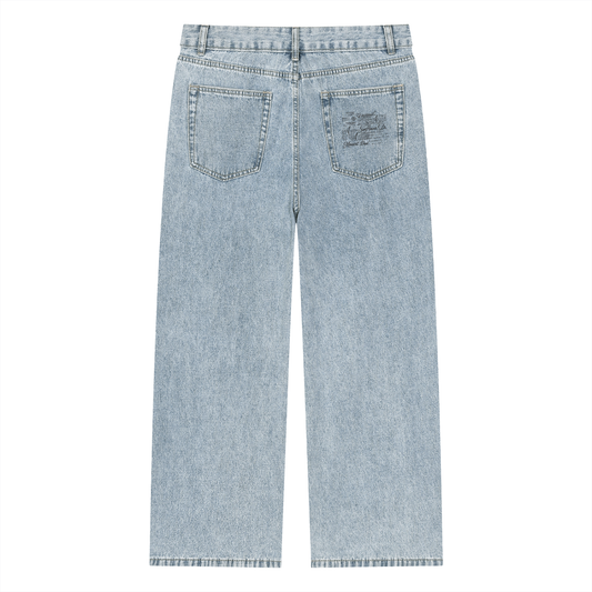 Success Is Nothing w/o God Vintage Wash Straight Leg Jeans