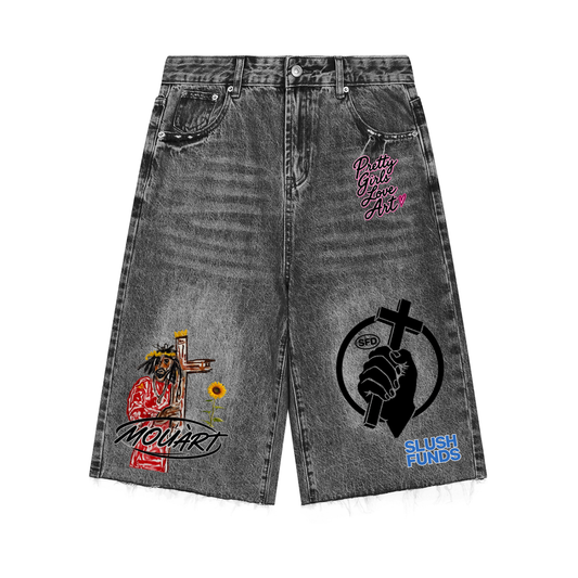 It’s Art Duh Men’s Wide Leg Denim Shorts